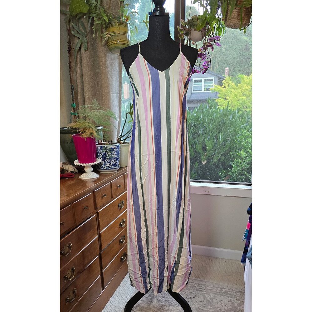 Old Navy Multi-Color Vertical Stripe Maxi Dress S NWT